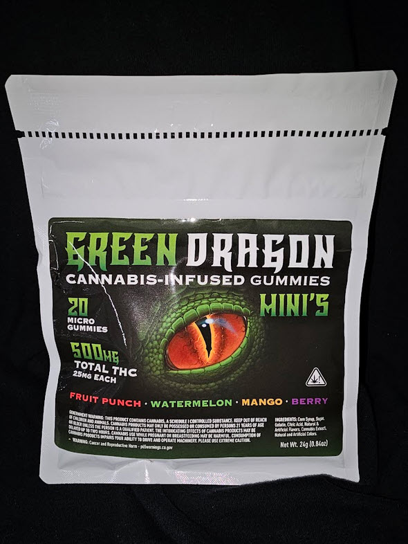 Green Dragon Gummies (500mg per bag) (20 25mg pieces) CG North San Diego
